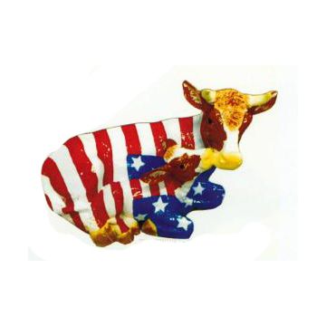 kleine liegende Kuh mit Kälbchen Amerikabemalung verkleinert