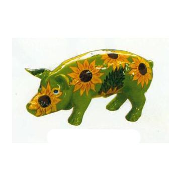 Schwein mit Sonnenblumen klein verkleinert