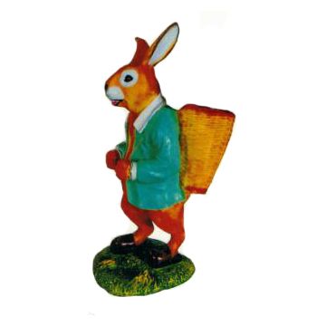 laufender Osterhase mit türkisem Hemd und Korb vergrößert