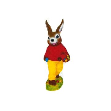 kleiner Osterhase mit Eierkorb gelb rot lebensgroß