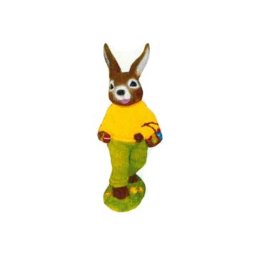 kleiner Osterhase mit Eierkorb grün gelb lebensgroß