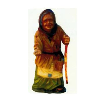 alte Frau mit Stock bettelt verkleinert