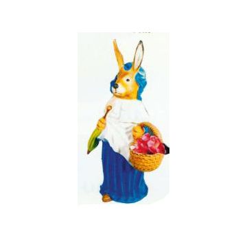 hübsche Osterhäsin mit Schirm und Korb vergrößert