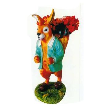 Hase mit Kiepe zur Blumenbepflanzung vergrößert