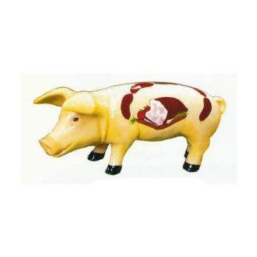 Ferkel mit Wurstspezialitäten bemalt verkleinert
