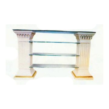 Säulenregal mit Glasplatte und 3 Glasböden lebensgroß