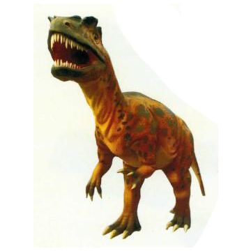 riesiger fleischfressender Dinosaurier mit offenem Maul lebensgroß