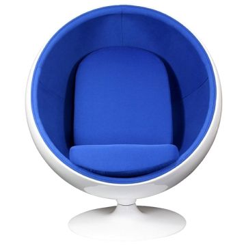 Kugelsessel weiß mit blauer Polsterung keine Angabe