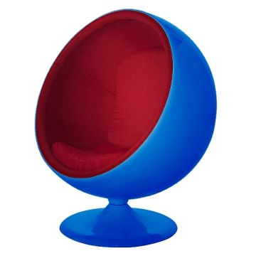 Kugelsessel blau mit roter Polsterung keine Angabe