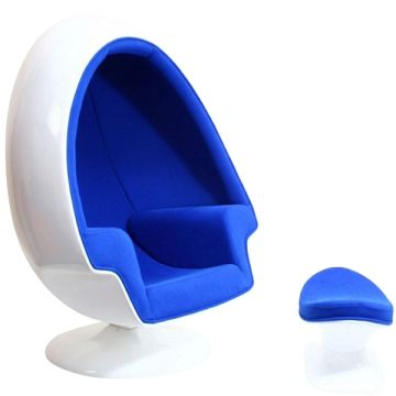 Ei Sessel weiß mit blauer Polsterung keine Angabe