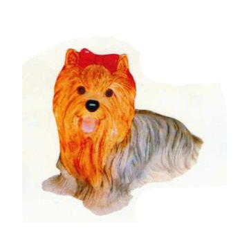 Yorkshire Terrier liegend mit Schleife lebensgroß