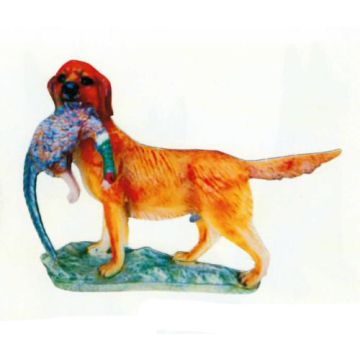Jagdhund braun mit Rebhuhn lebensgroß