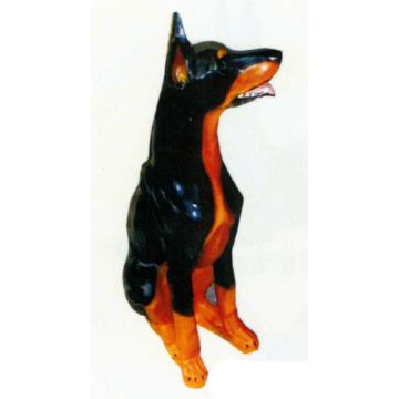 Deutscher Pinscher sitzend lebensgroß