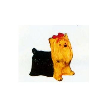 Yorkshire Terrier mit Schleifchen lebensgroß