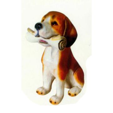Beagle sitzend mit Zeitung lebensgroß