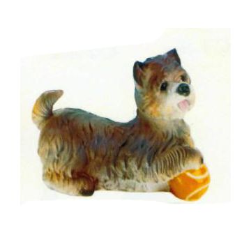 Cairn Terrier mit Ball lebensgroß
