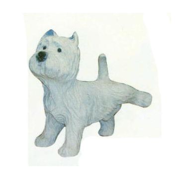 West Highland Terrier pinkelnd lebensgroß