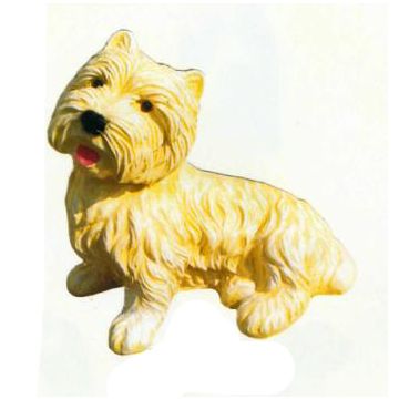 West Highland Terrier liegend lebensgroß