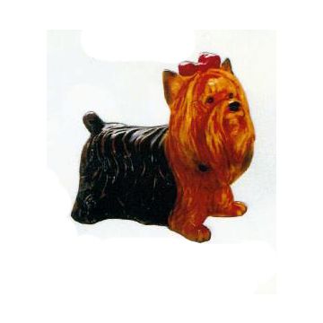 Yorkshire Terrier mit Schleifchen lebensgroß