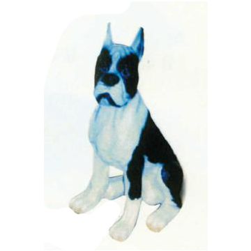 Boston Terrier sitzend schwarz weiß lebensgroß