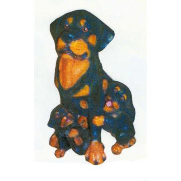 Deutsche Jagdterrier mit Welpen lebensgroß