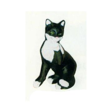 Katze sitzend schwarz weiß lebensgroß