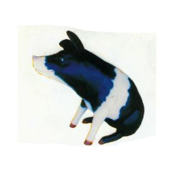 schwarzes sitzendes Schwein lebensgroß