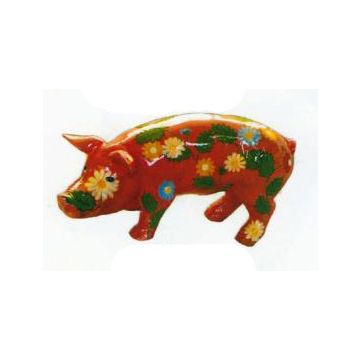 bemaltes Schwein mit Blumen verkleinert