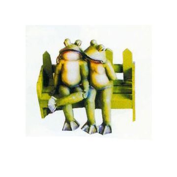 Froschpaar sitzend auf Bank klein verkleinert