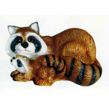 Waschbär mit Kind lebensgroß