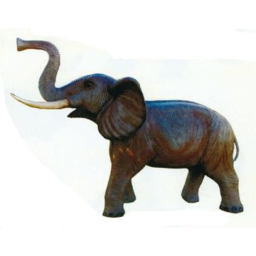 Elefant mit Rüssel oben lebensgroß