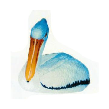 Pelikan schwimmend lebensgroß