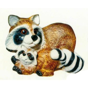 Waschbär mit Kind lebensgroß
