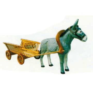 Esel mit Holzwagen verkleinert