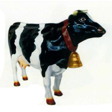 weiß schwarz gefleckte Kuh mit Glocke mittel verkleinert