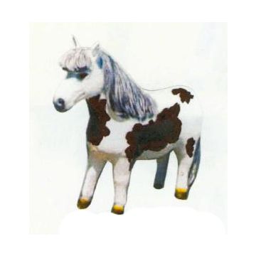 braun weißes Pony mit Echthaar verkleinert