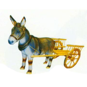 Esel mit Wagen lebensgroß