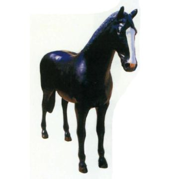 lebensgroßes schwarzes Pferd stehend lebensgroß
