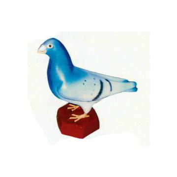 Taube graublau mit braunem Fuß lebensgroß