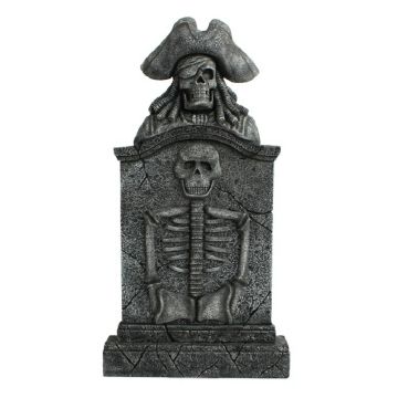 Piratenskelett Grabstein mit Skelett lebensgroß
