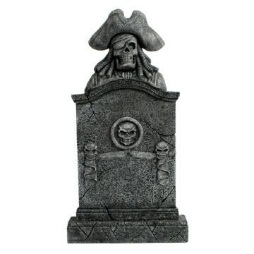 Piratenskelett Grabstein mit Totenköpfen lebensgroß