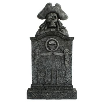 Piratenskelett Grabstein mit Totenköpfen RIP lebensgroß