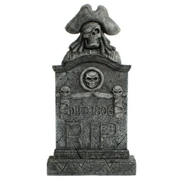 Piratenskelett Grabstein mit Totenköpfen RIP Died 1806 lebensgroß