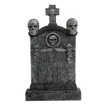 Totenkopf und Kreuz Grabstein mit Totenköpfen RIP lebensgroß