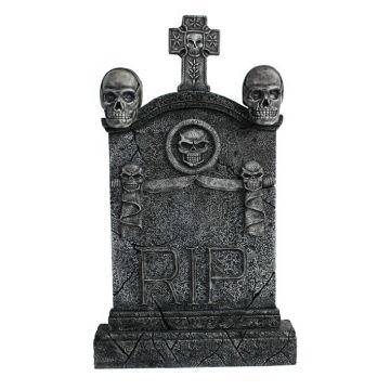 Totenkopf und Kreuz Grabstein mit Totenköpfen RIP (Variante 2) lebensgroß