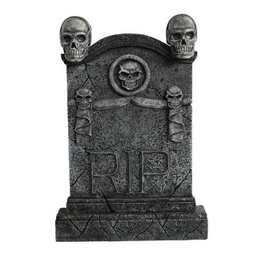Totenkopf Grabstein mit Totenköpfen RIP (Variante 2) lebensgroß