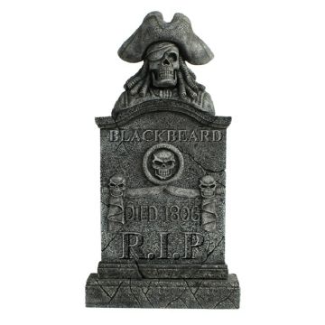 Piratenskelett Grabstein Blackbeard mit Totenköpfen lebensgroß