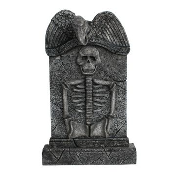 Geier Grabstein mit Skelett lebensgroß