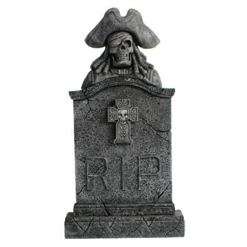 Piratenskelett Grabstein mit Kreuz lebensgroß