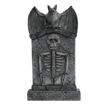 Fledermaus Grabstein mit Skelett lebensgroß